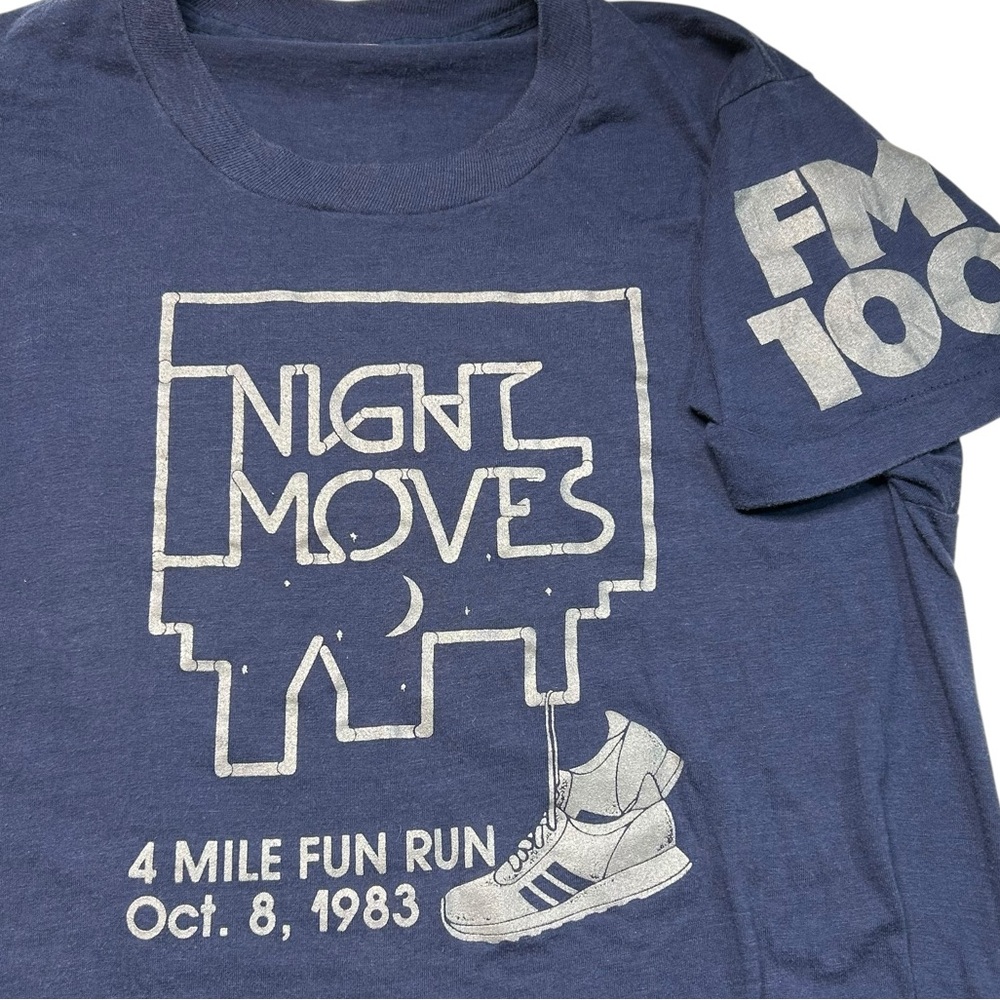 Vintage 1983 Screen Stars Night Moves Fun Run Tee USA Single Stitch Large - Picture 6 of 9